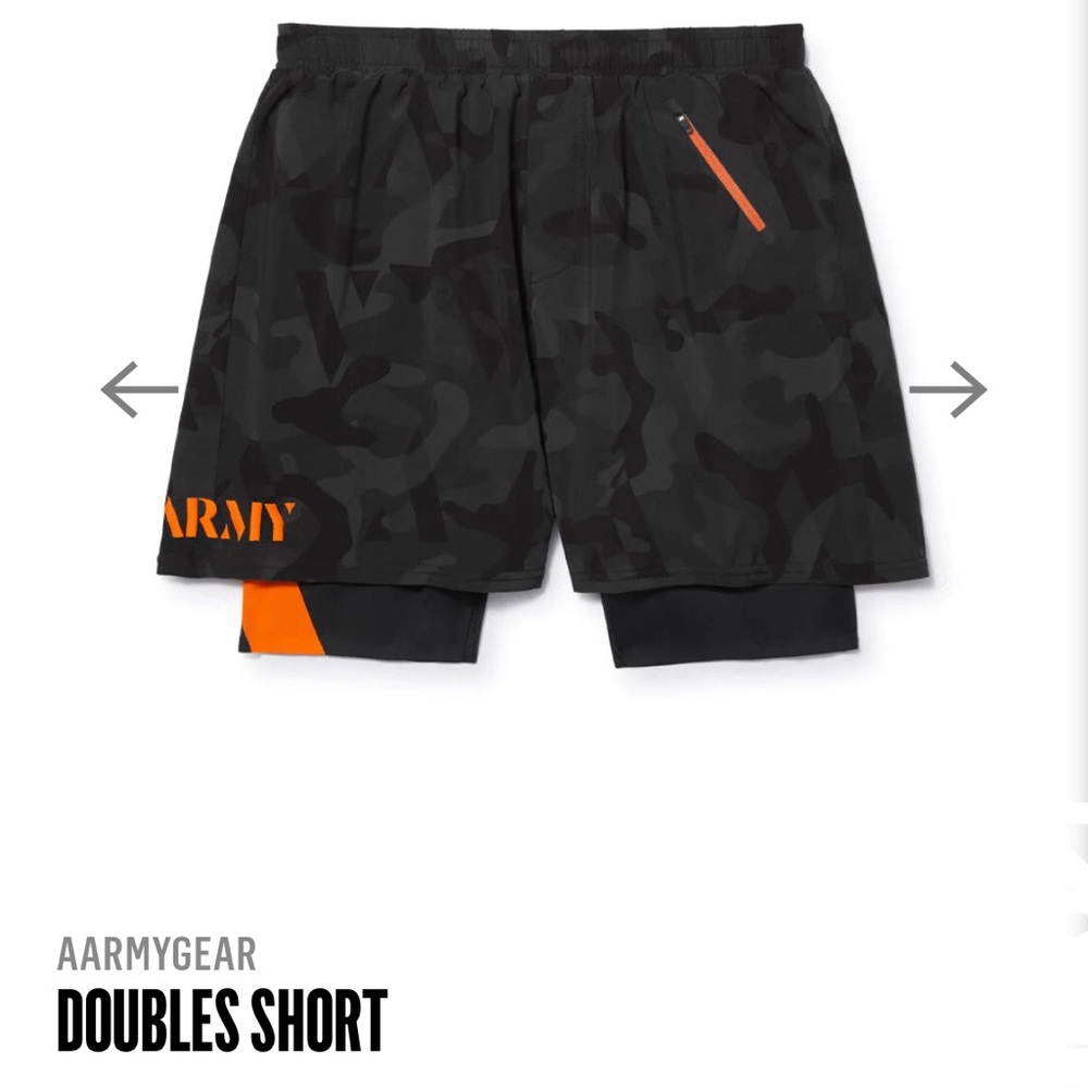 AARMY brand running/cycling/workout shorts with built in compression liner